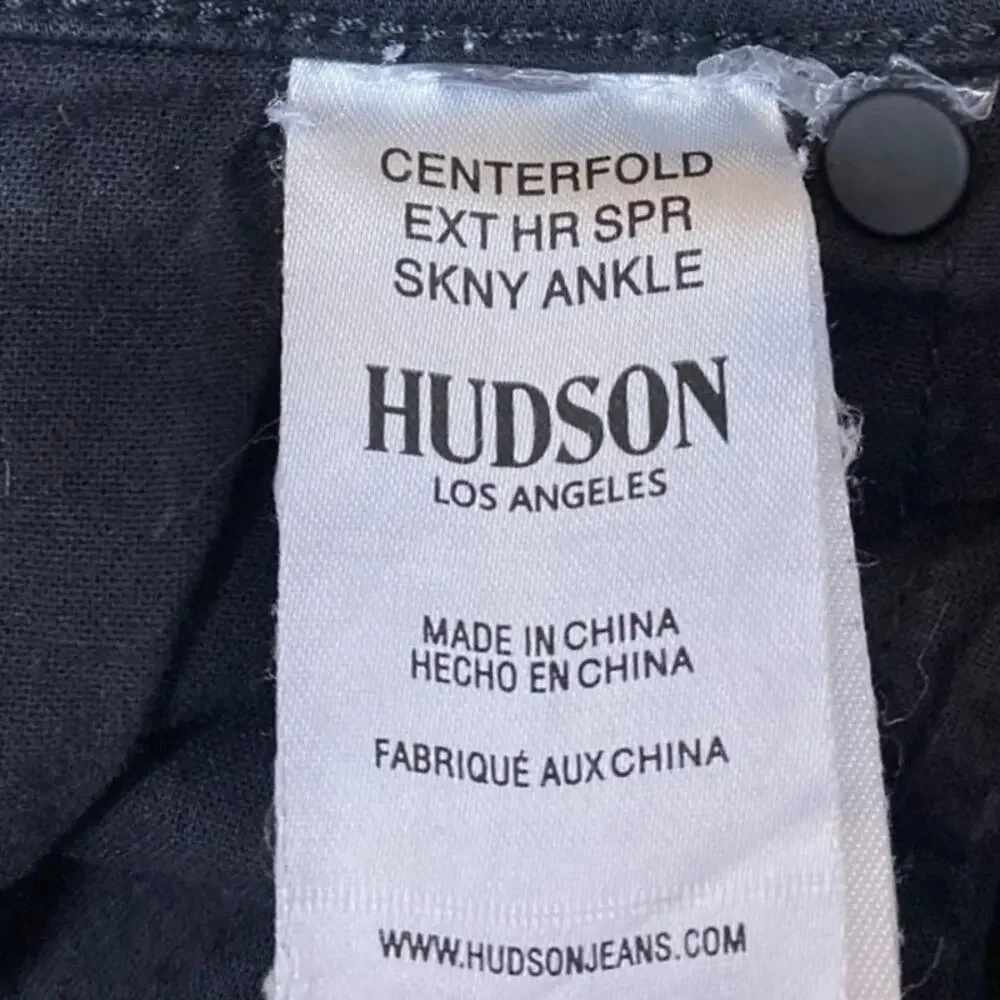 Hudson Women's Black Coated High Waisted Super Skinny Ankle Denim Jeans Size 28